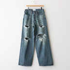 DAMAGED MODERN DENIM PANTS WIDE CUT #FADED INDIGO [25880409]