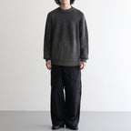 BATONER ウール梳毛片畔 ブリーチ加工 セーター #NAVY [HR-N001-051]