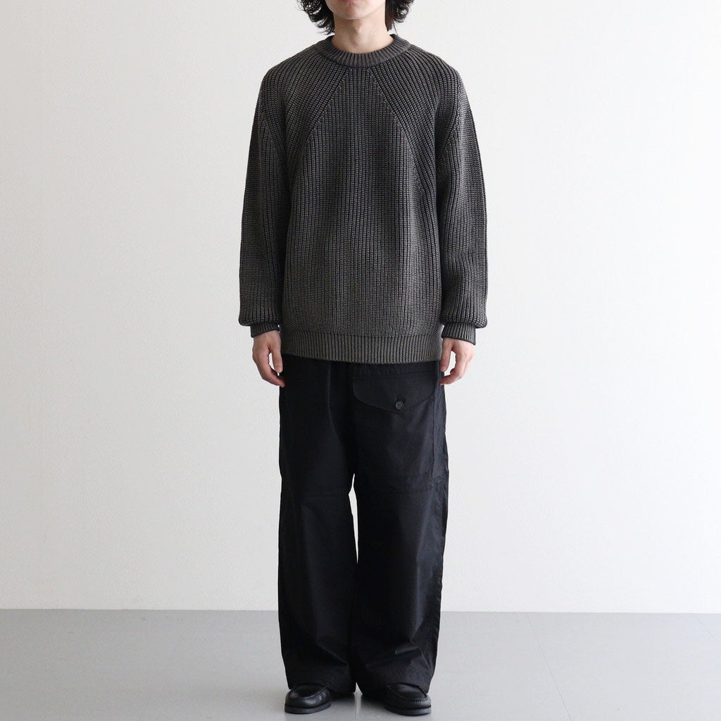 BATONER ウール梳毛片畔 ブリーチ加工 セーター #NAVY [HR-N001-051]
