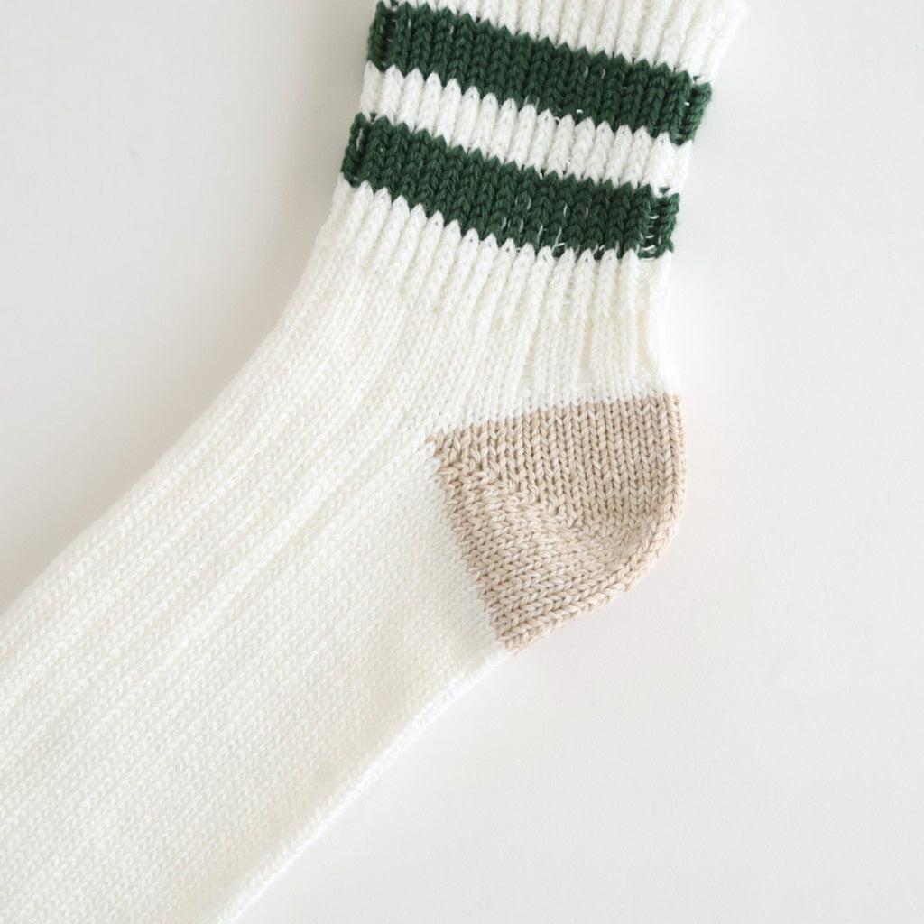 O.S. RIBBED ANKLE SOCKS #WHITE/IVY GREEN [R1404-SS26]