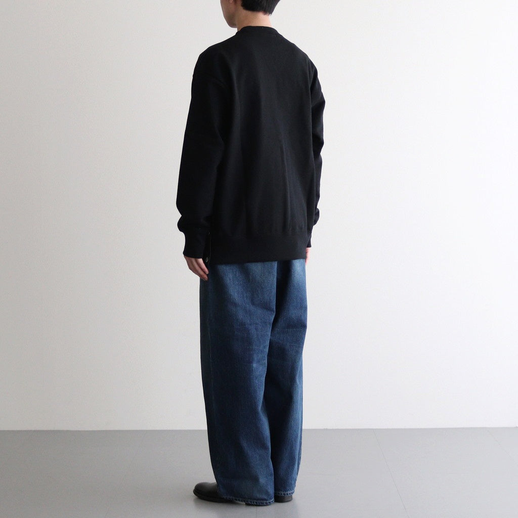 綿裏毛×綿ナイロンウェザー スウェット #BLACK [HO-T004-051]