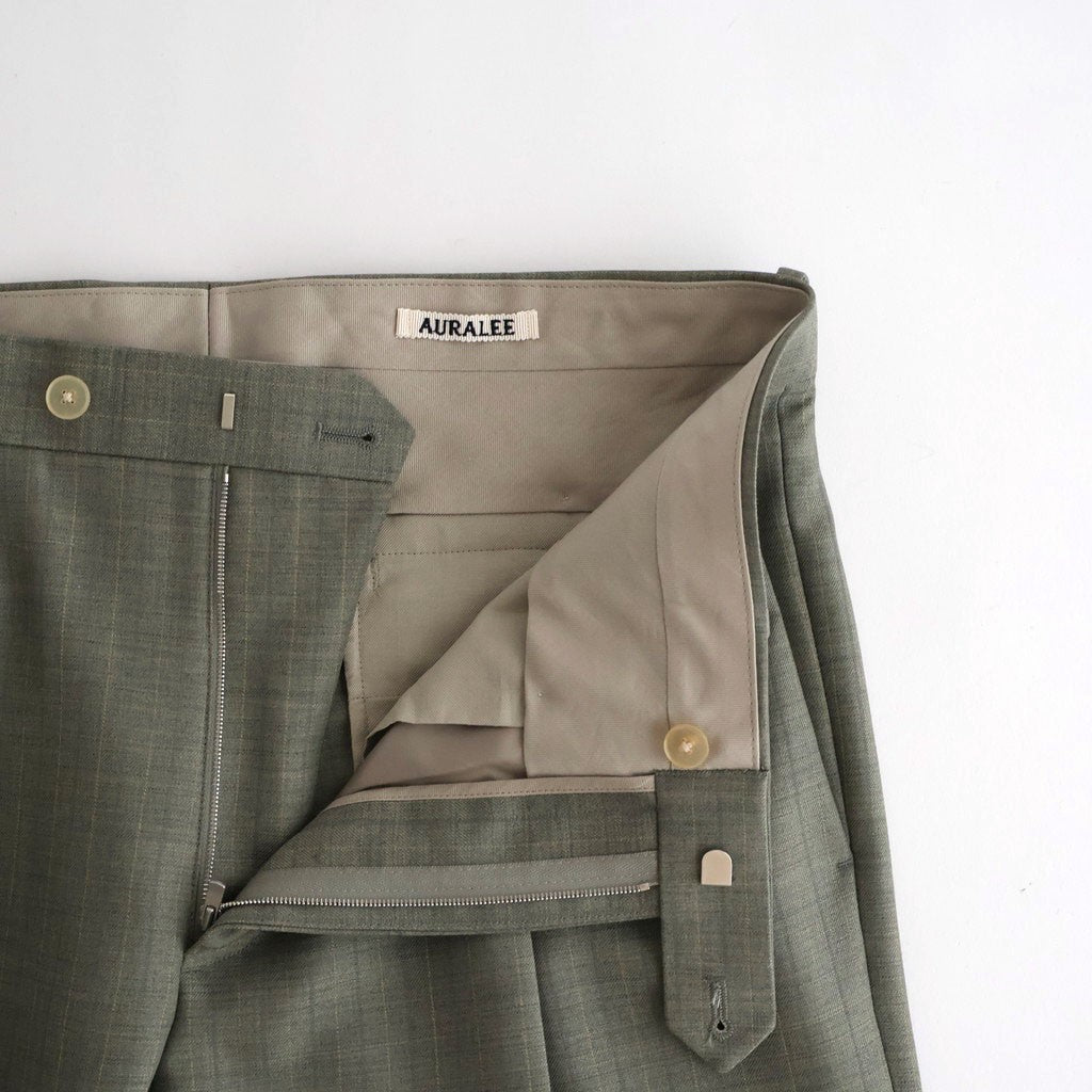 BLUEFACED WOOL TWO-TUCK SLACKS #KHAKI GRAY STRIPE [A26SP02BA]