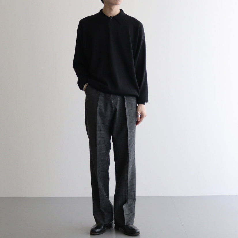 BLUEFACED WOOL CHECK SLACKS #CHARCOAL CHECK [A24AP02CB]