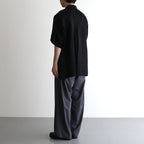VIS/LI TWILL OVERSIZED OPEN COLLAR SS SHIRT #BLACK [ST.1154]