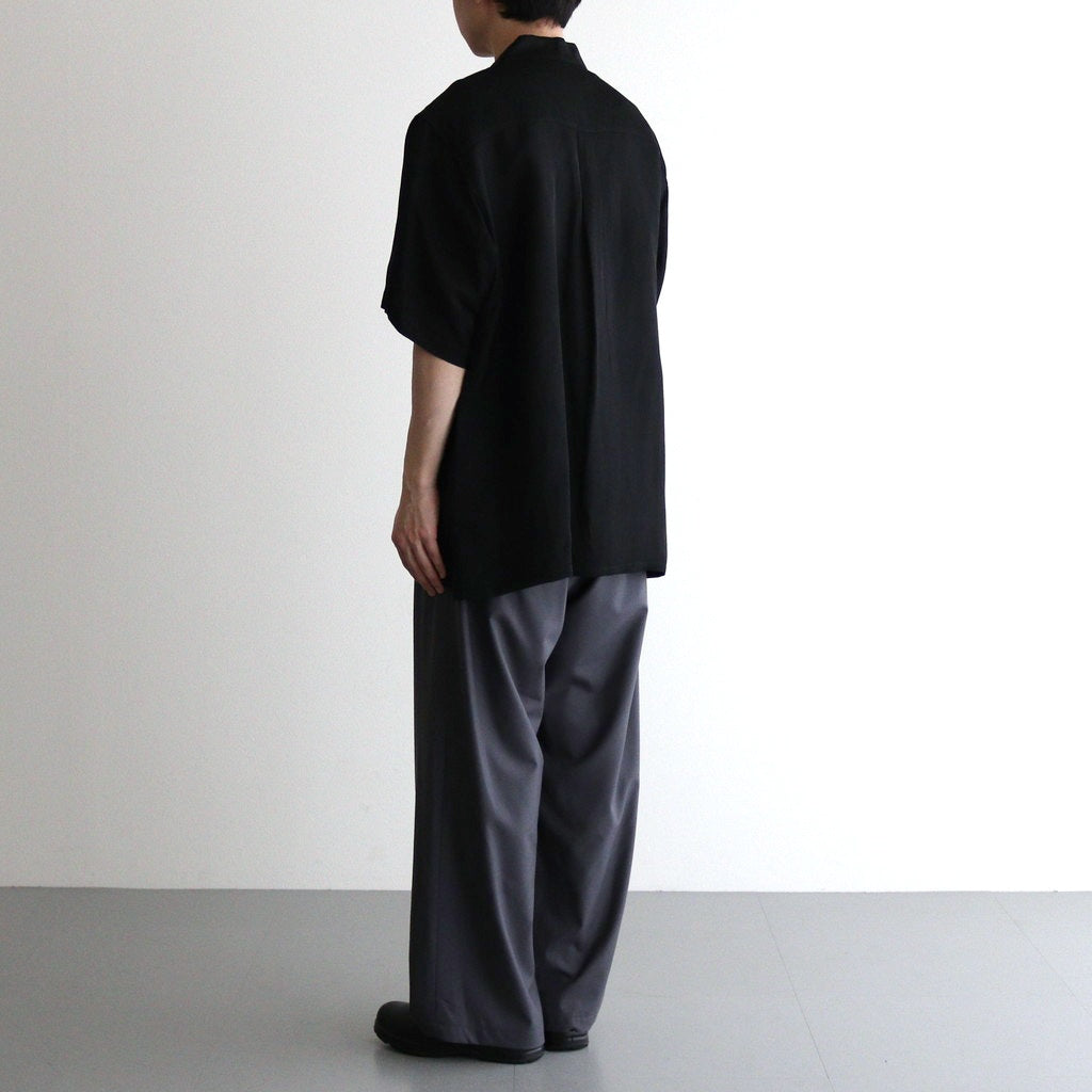 VIS/LI TWILL OVERSIZED OPEN COLLAR SS SHIRT #BLACK [ST.1154]