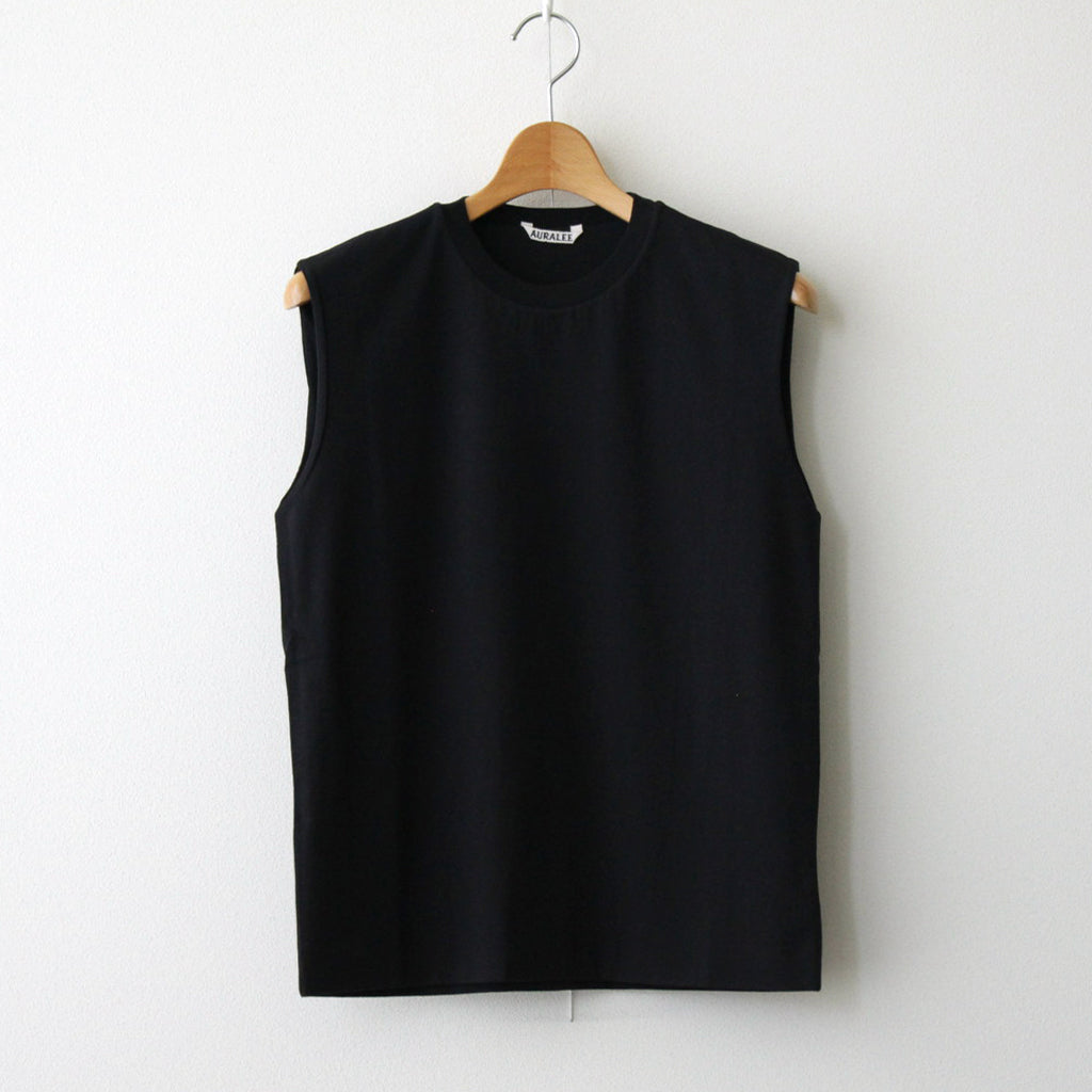 ORGANIC COTTON HIGH GAUGE JERSEY SLEEVELESS #BLACK [A24ST03RT]