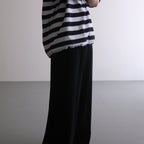 W's TECH DRAWSTRING BORDER S/S TEE #WHITE / NAVY [BE-36024L]