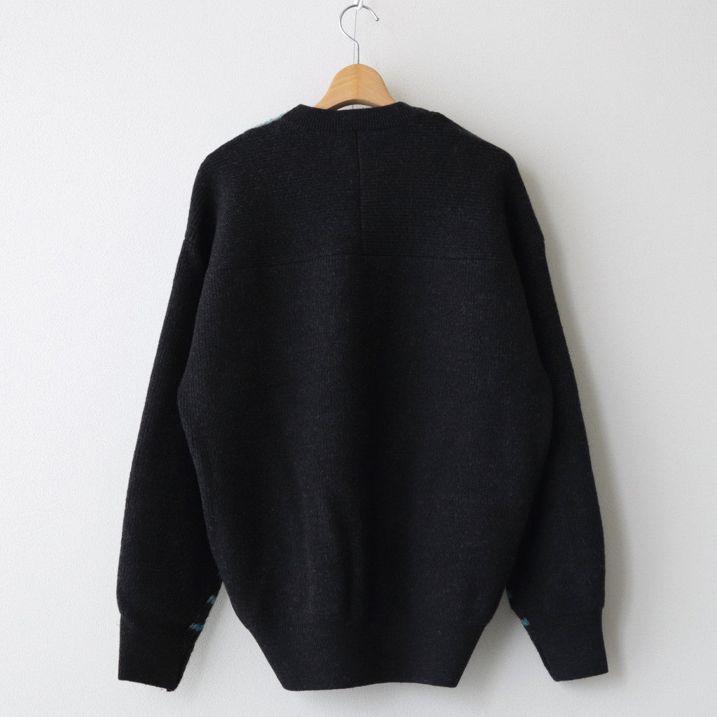 COLOR COMBINATION KNIT LS #BLUE × CHARCOAL [ST.713]