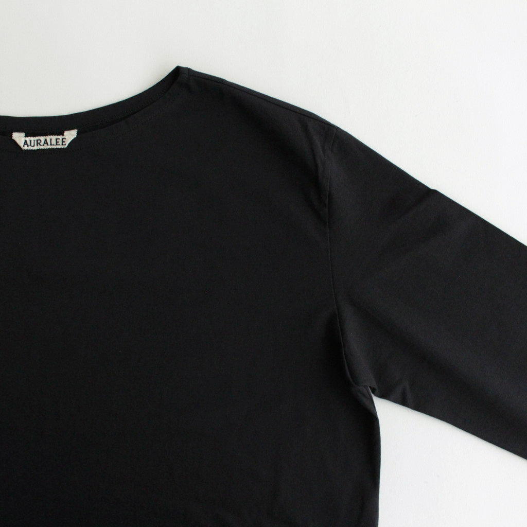 ORGANIC COTTON HIGH GAUGE JERSEY BOAT NECK L/S TEE #BLACK [A24SP01RT]