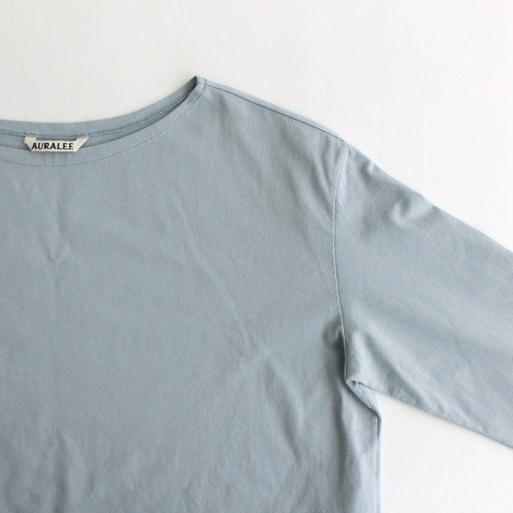 ORGANIC COTTON HIGH GAUGE JERSEY BOAT NECK L/S TEE #BLUE GRAY [A24SP01