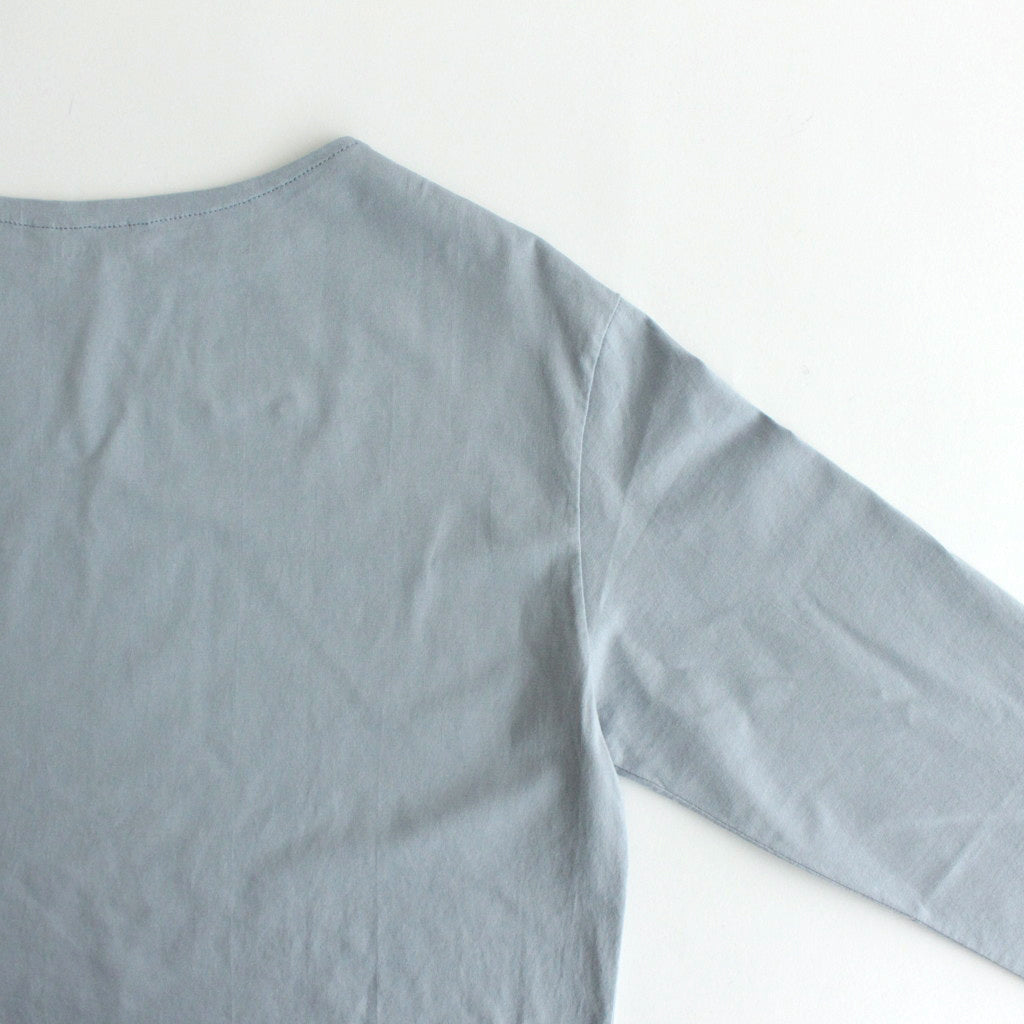 ORGANIC COTTON HIGH GAUGE JERSEY BOAT NECK L/S TEE #BLUE GRAY [A24SP01RT]