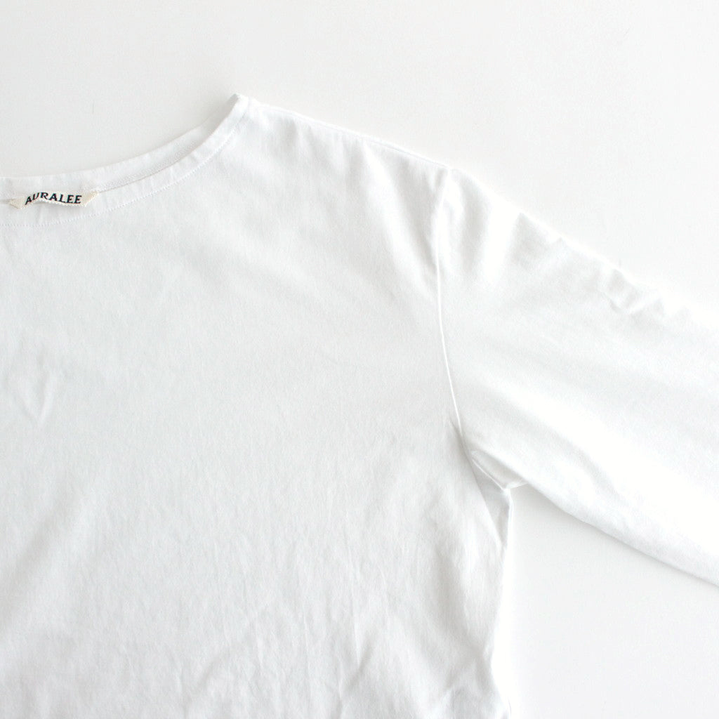 ORGANIC COTTON HIGH GAUGE JERSEY BOAT NECK L/S TEE #WHITE