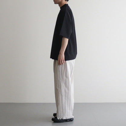 STRIPE BELTED WIDE LEG TROUSERS #IVORY [YK24SS0641P]