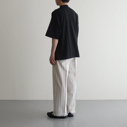 STRIPE BELTED WIDE LEG TROUSERS #IVORY [YK24SS0641P]