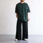 W's TECH DRAWSTRING BORDER S/S TEE #GREEN / NAVY [BE-36024L]