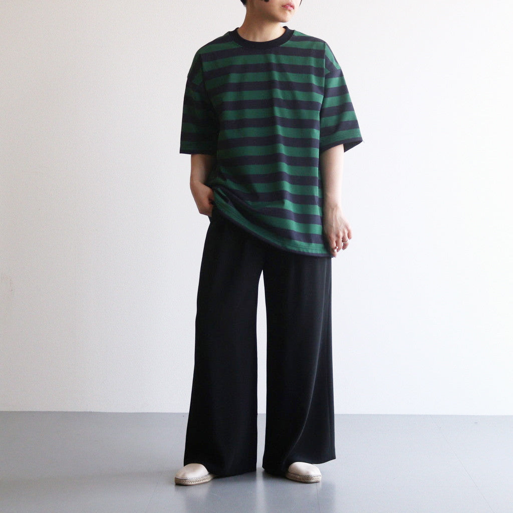 W's TECH DRAWSTRING BORDER S/S TEE #GREEN / NAVY [BE-36024L]