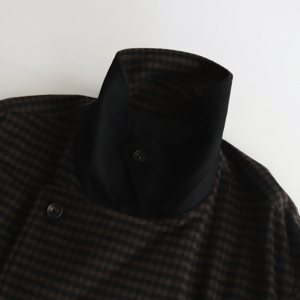 Checked double shop breasted coat