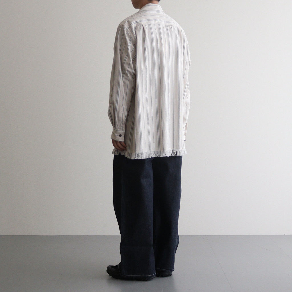 STRIPE OPEN COLLAR FRINGE SHIRT #IVORY [YK24SS0640SH]