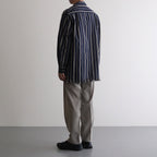 STRIPE OPEN COLLAR FRINGE SHIRT #NAVY [YK24SS0640SH]