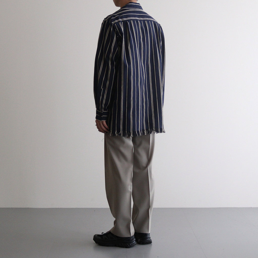 STRIPE OPEN COLLAR FRINGE SHIRT #NAVY [YK24SS0640SH]