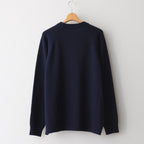 WOOL COTTON BRUSHED CREWNECK SWEATER #NAVY [KRAGSW0803]