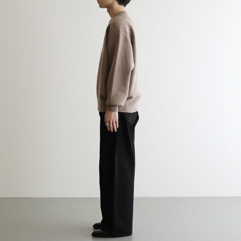 EXTRA FINE WOOL WARM KNIT CREW NECK LS #TOP BEIGE [ST.988]