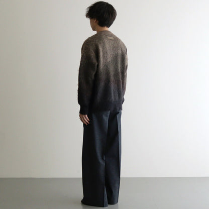 GRADATION MOHAIR KNIT CARDIGAN #NAVY KHAKI GRADATION [ST.1002]