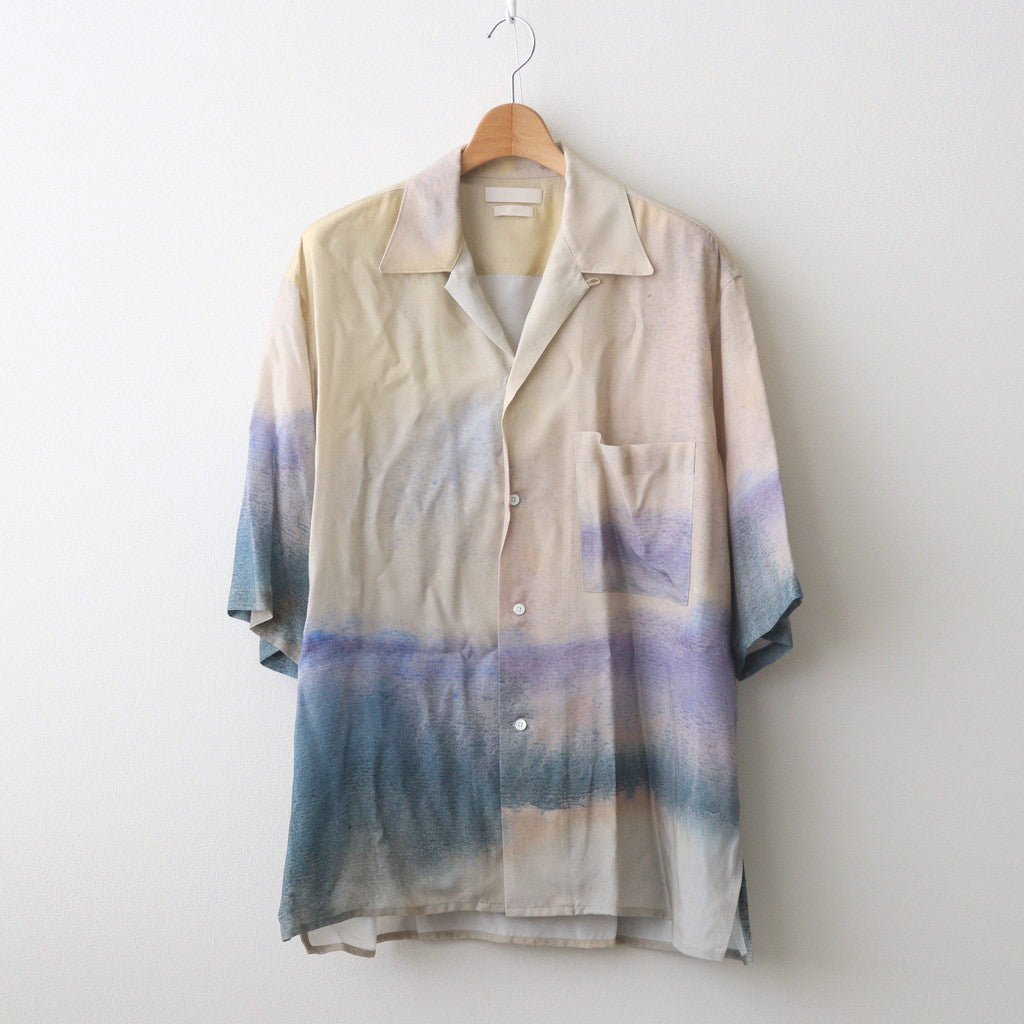 LANDSCAPE PRINTED OPEN COLLAR SHIRT #BEIGE [YK24SS0710SH]