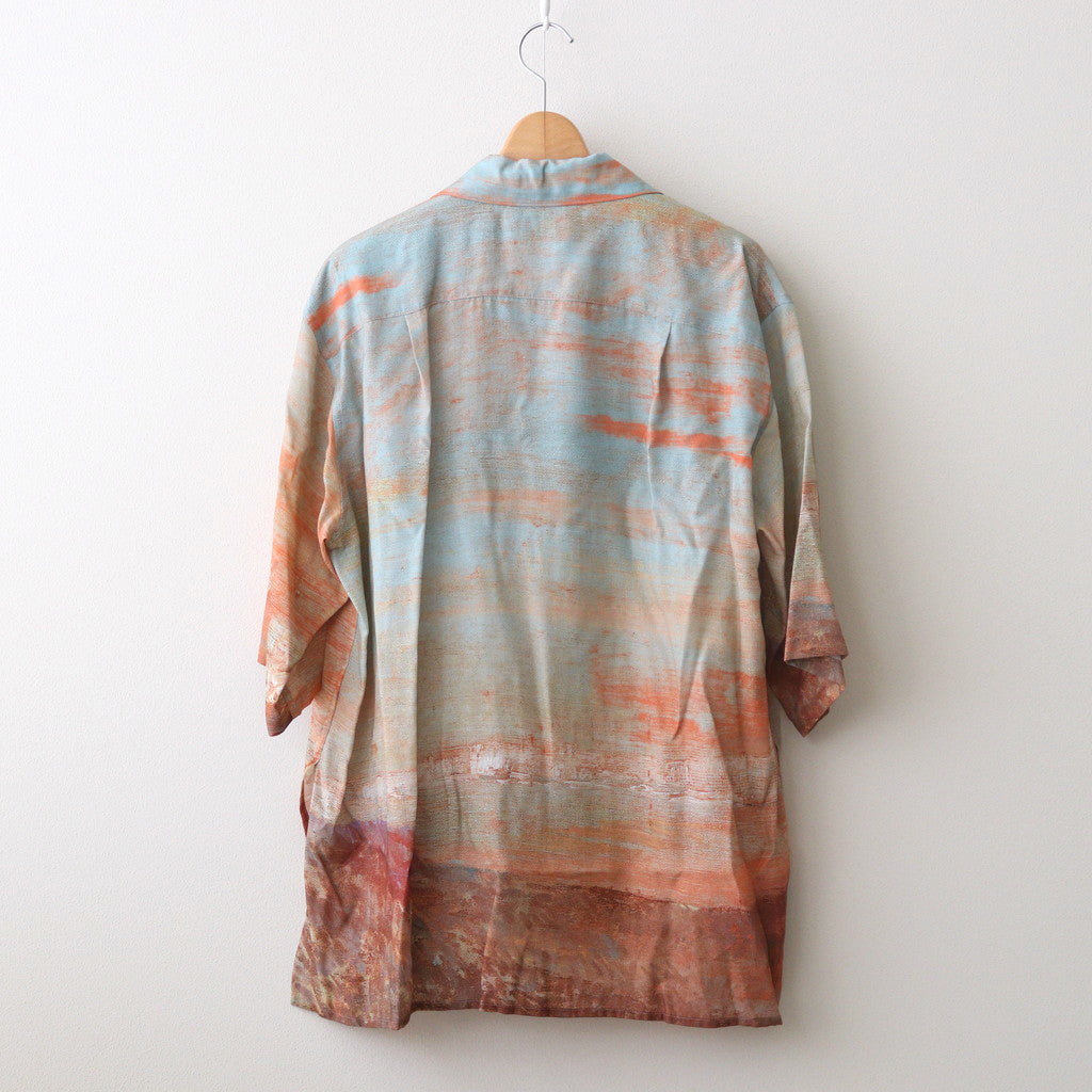 LANDSCAPE PRINTED OPEN COLLAR SHIRT #ORANGE [YK24SS0710SH]