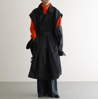 DETACHABLE WIDE TRENCH COAT #BLACK [YK24FW0736C]