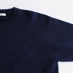 WOOL COTTON BRUSHED CREWNECK SWEATER #NAVY [KRAGSW0803]