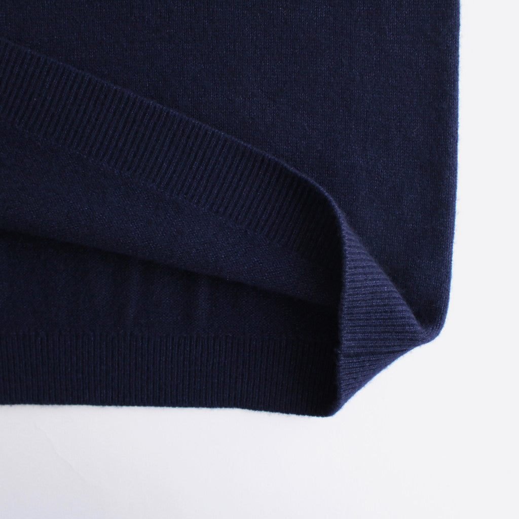 WOOL COTTON BRUSHED CREWNECK SWEATER #NAVY [KRAGSW0803]