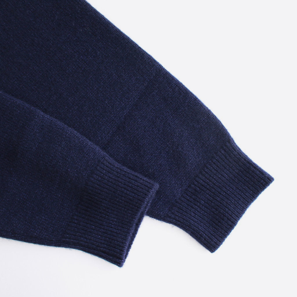 WOOL COTTON BRUSHED CREWNECK SWEATER #NAVY [KRAGSW0803]