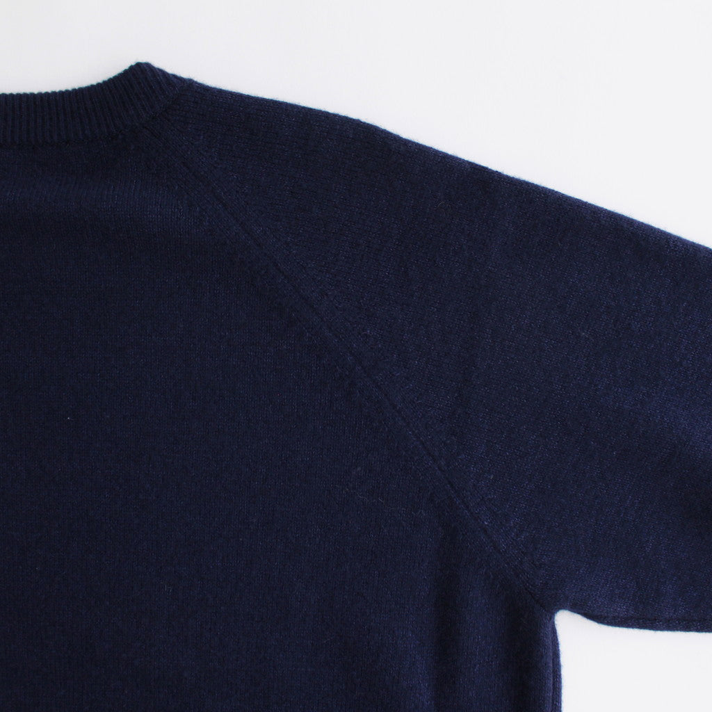 WOOL COTTON BRUSHED CREWNECK SWEATER #NAVY [KRAGSW0803]
