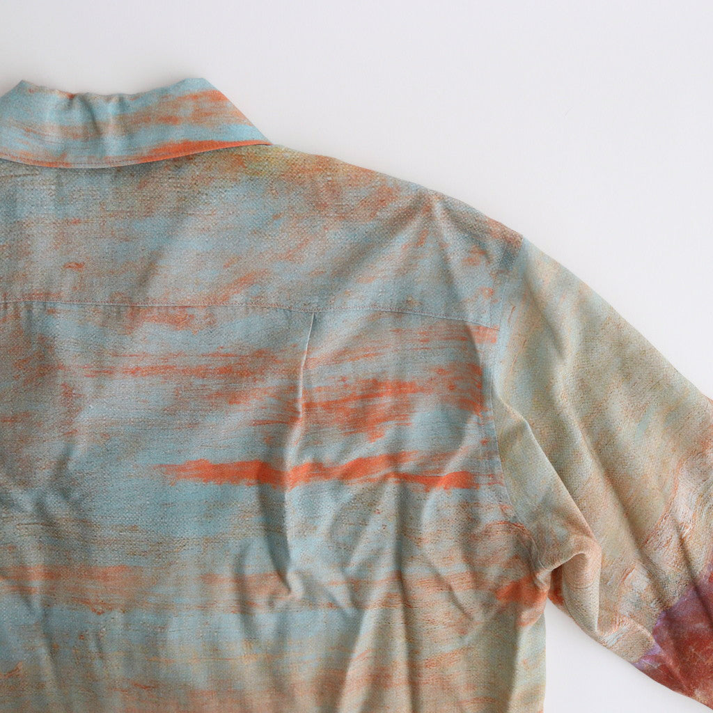 LANDSCAPE PRINTED OPEN COLLAR SHIRT #ORANGE [YK24SS0710SH]