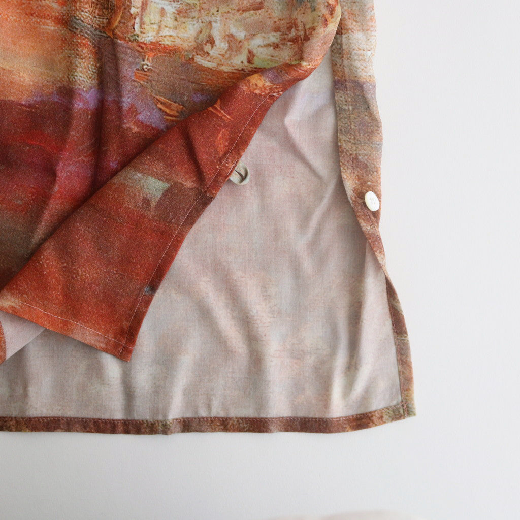 LANDSCAPE PRINTED OPEN COLLAR SHIRT #ORANGE [YK24SS0710SH]