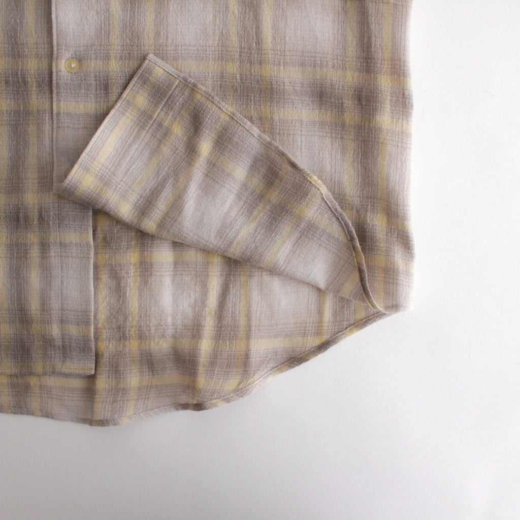 AIRY WOOL CHECK SHIRT #YELLOW GRAY CHECK [A24AS01WN]