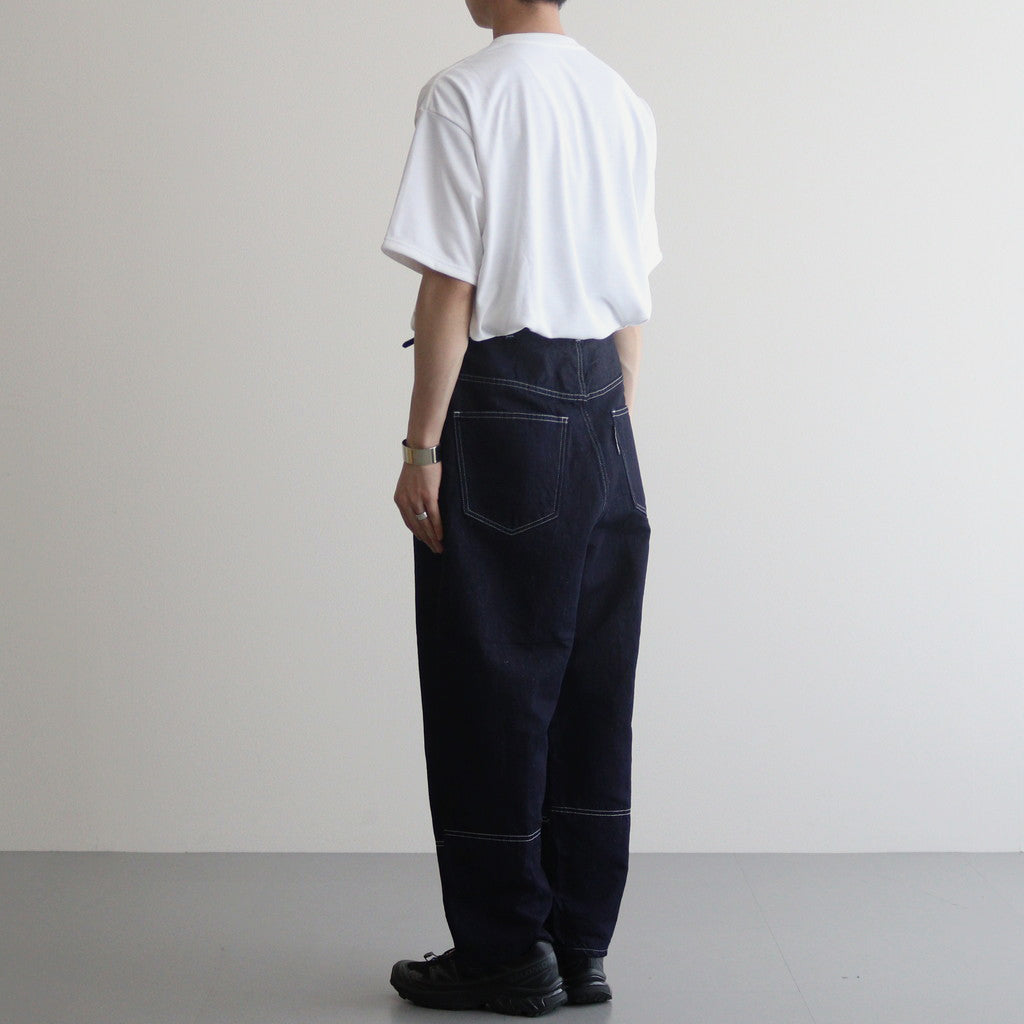 Cotton Linen Denim Washed Wide Tapered Pants #INDIGO [HM-P024-051]