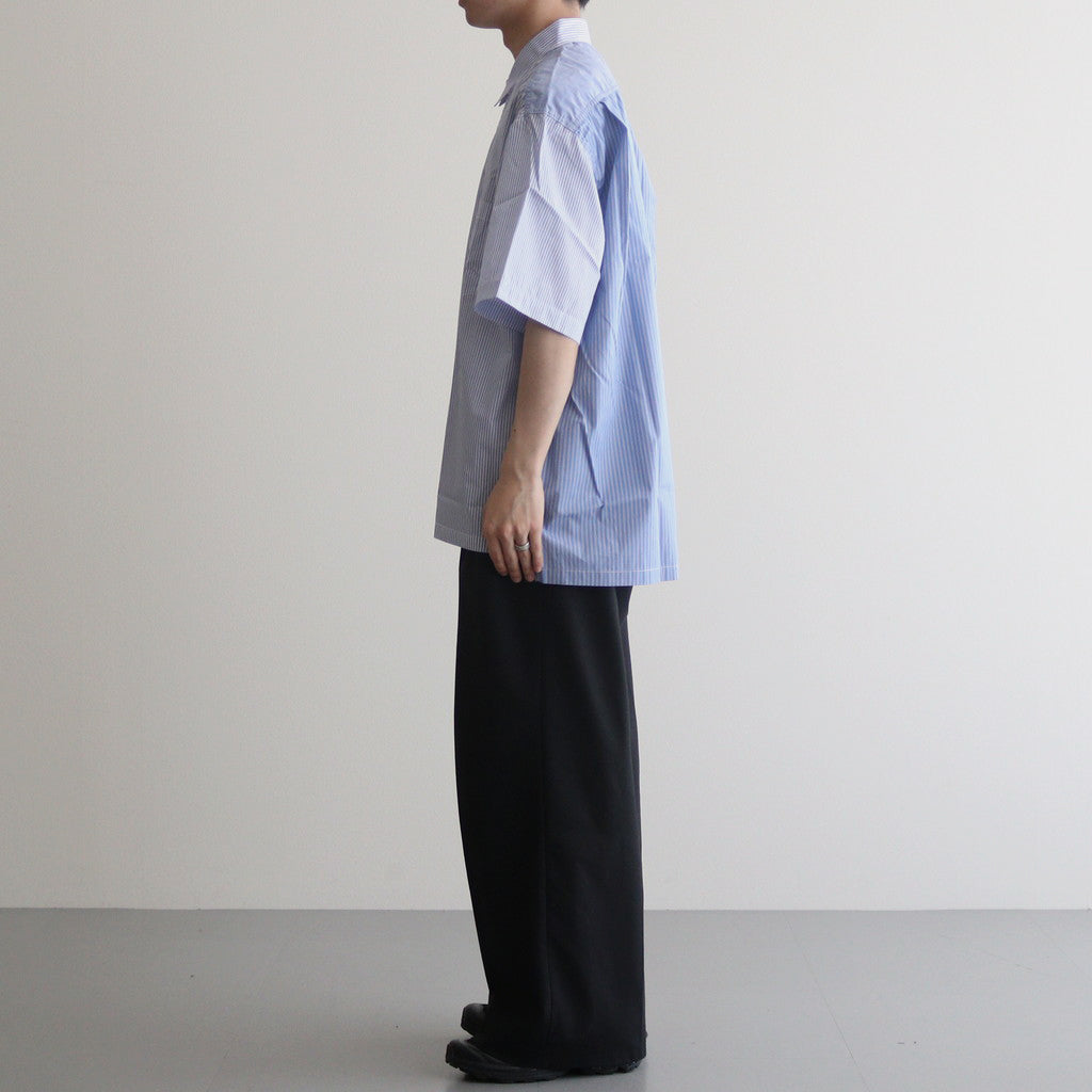 綿ストライプ×綿シャンブレー S/S シャツ #MIX [HM-B024-051]