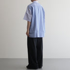 綿ストライプ×綿シャンブレー S/S シャツ #MIX [HM-B024-051]