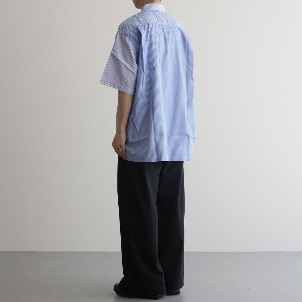 綿ストライプ×綿シャンブレー S/S シャツ #MIX [HM-B024-051]