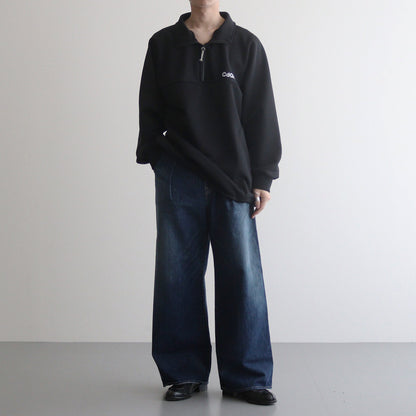 Ester fleece half zip pullover #BLACK [HM-T008-051]