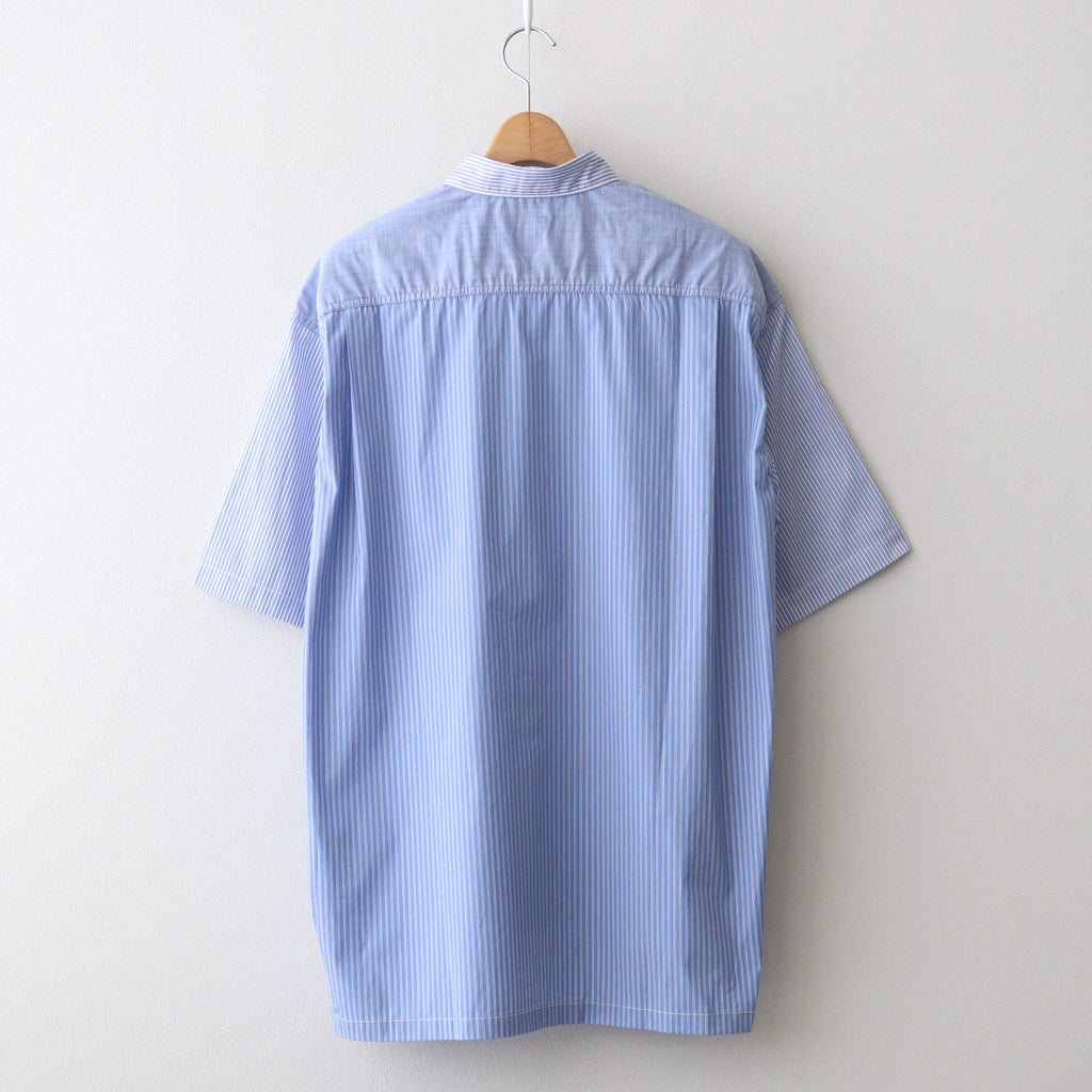 Cotton stripe x cotton chambray S/S shirt #MIX [HM-B024-051]