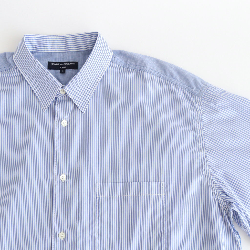 綿ストライプ×綿シャンブレー S/S シャツ #MIX [HM-B024-051]