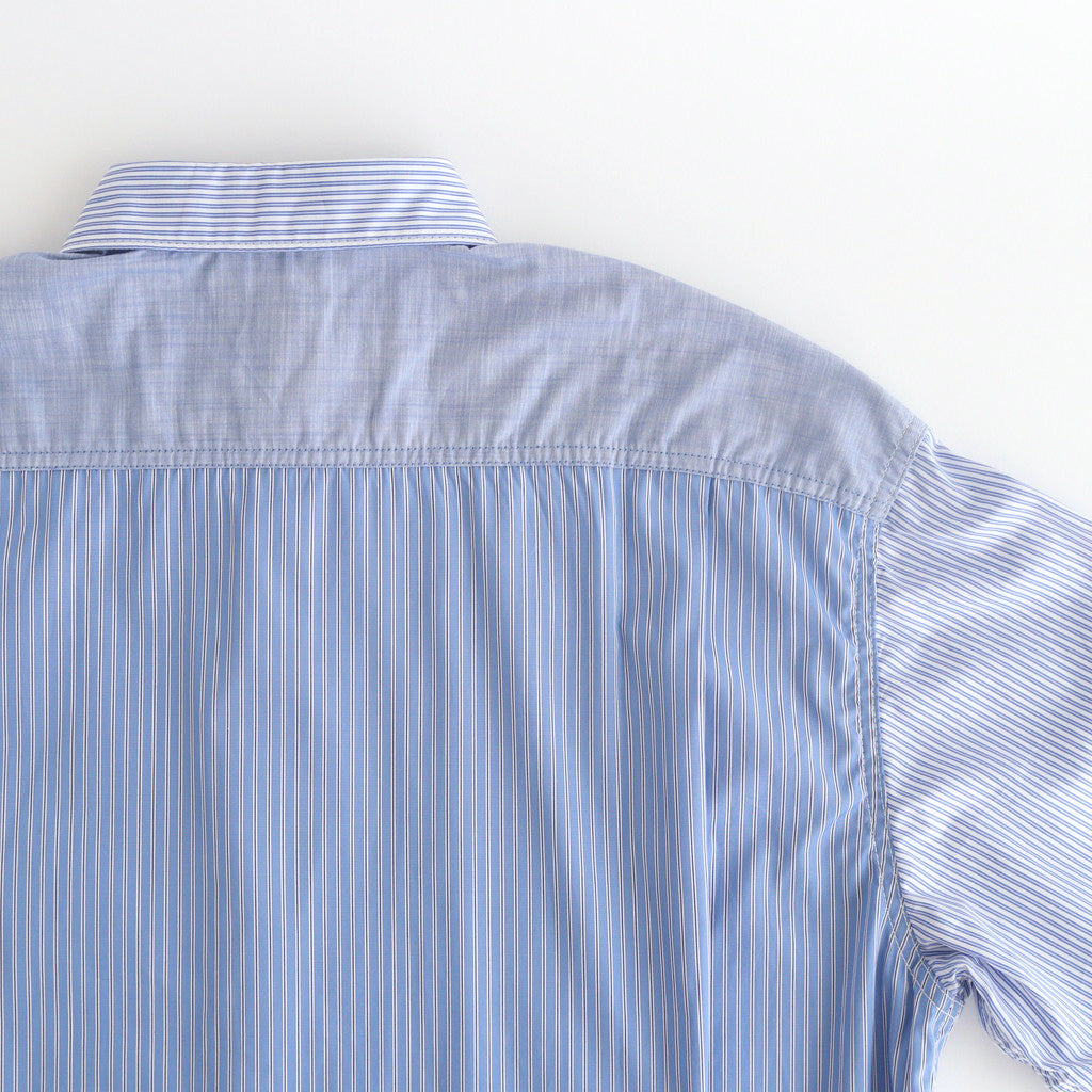 Cotton stripe x cotton chambray S/S shirt #MIX [HM-B024-051]