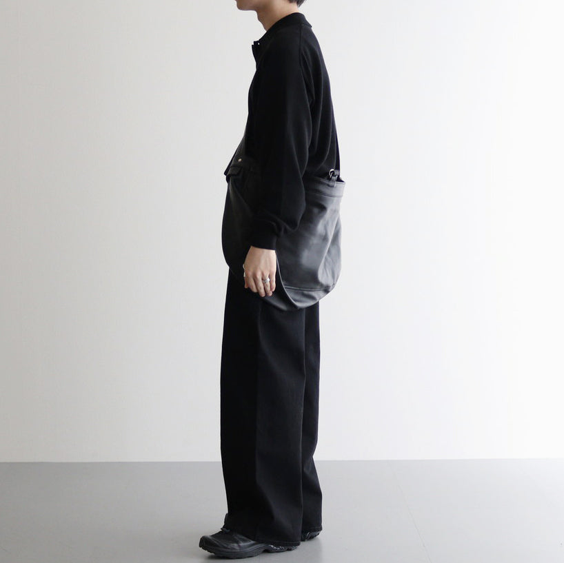 CASHMERE SILK WOOL KNIT POLO #BLACK [A24AP02SK]