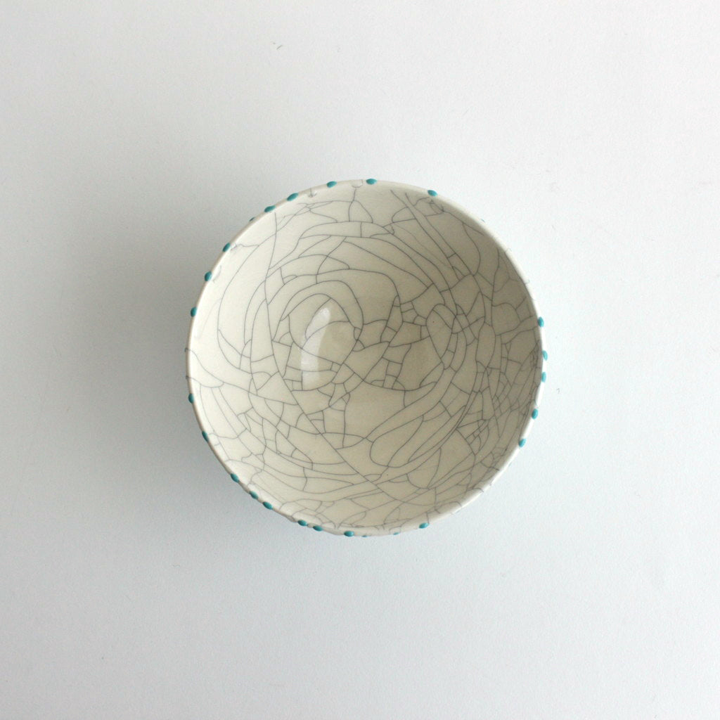 ボウル 中 貫入 #ターコイズ流し