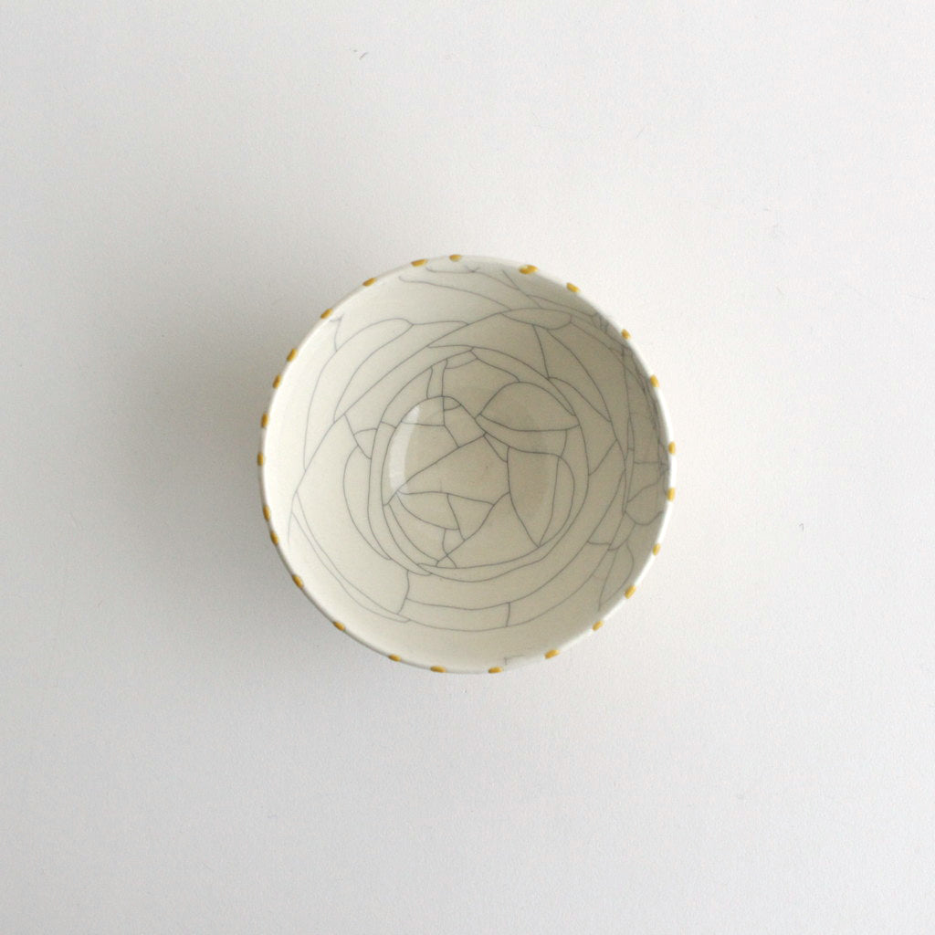 ボウル 小 貫入 #イエロー流し