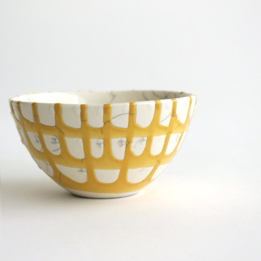 ボウル 小 貫入 #イエロー流し