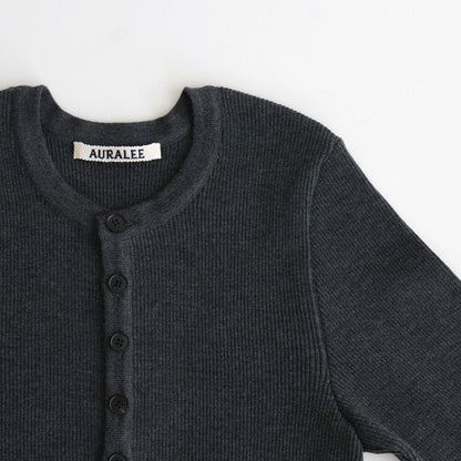 SUPER FINE WOOL HIGH GAUGE RIB KNIT SHORT CARDIGAN #TOP CHARCOAL [A24AC01HW]